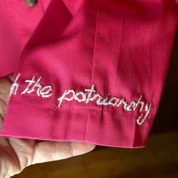 "On Wednesdays We.... Smash the Patriarchy"  Vintage Pink Trench - Picture 4 of 11